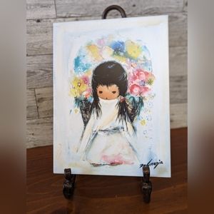 DeGrazia Sandstone tile "Flower Girl"